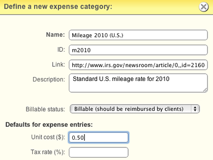 Expense categories can define useful defaults.