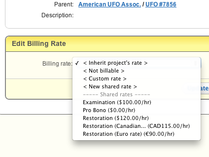 Override rates for clients, projects or tasks.