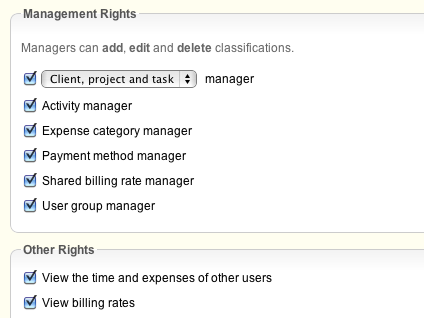 Configure rights for individual users.